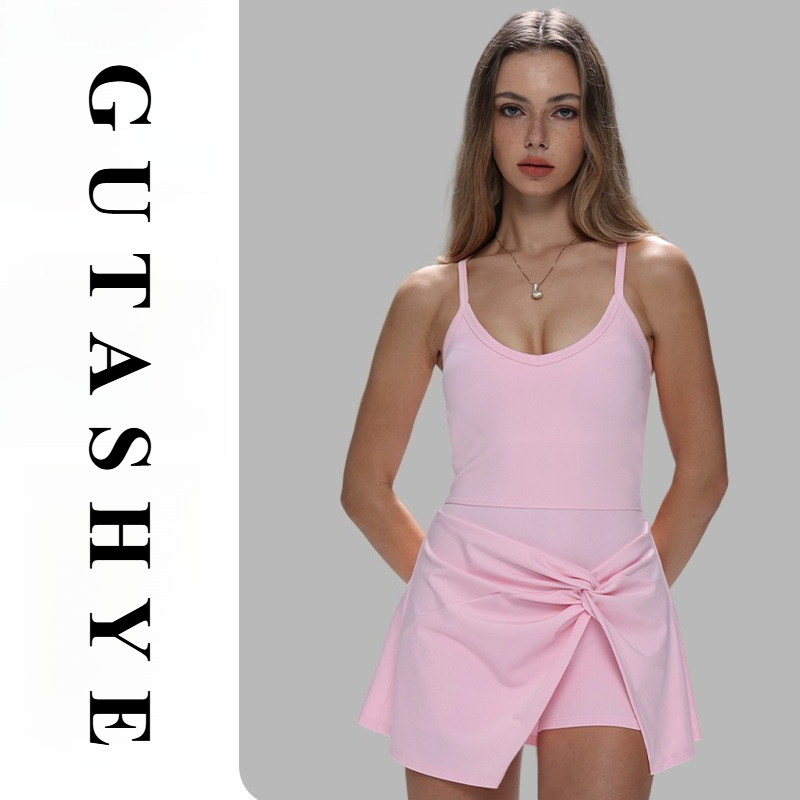 Women Spaghetti Strap Fake Two - Yoga Fitness Dress avis et prix