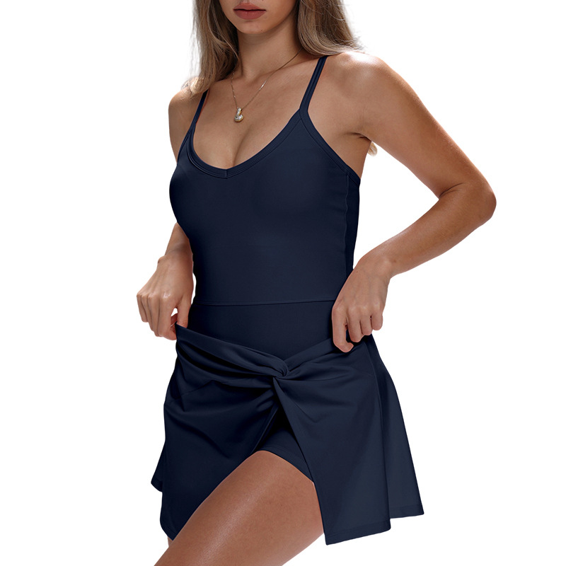 Women Spaghetti Strap Fake Two - Yoga Fitness Dress avis et prix