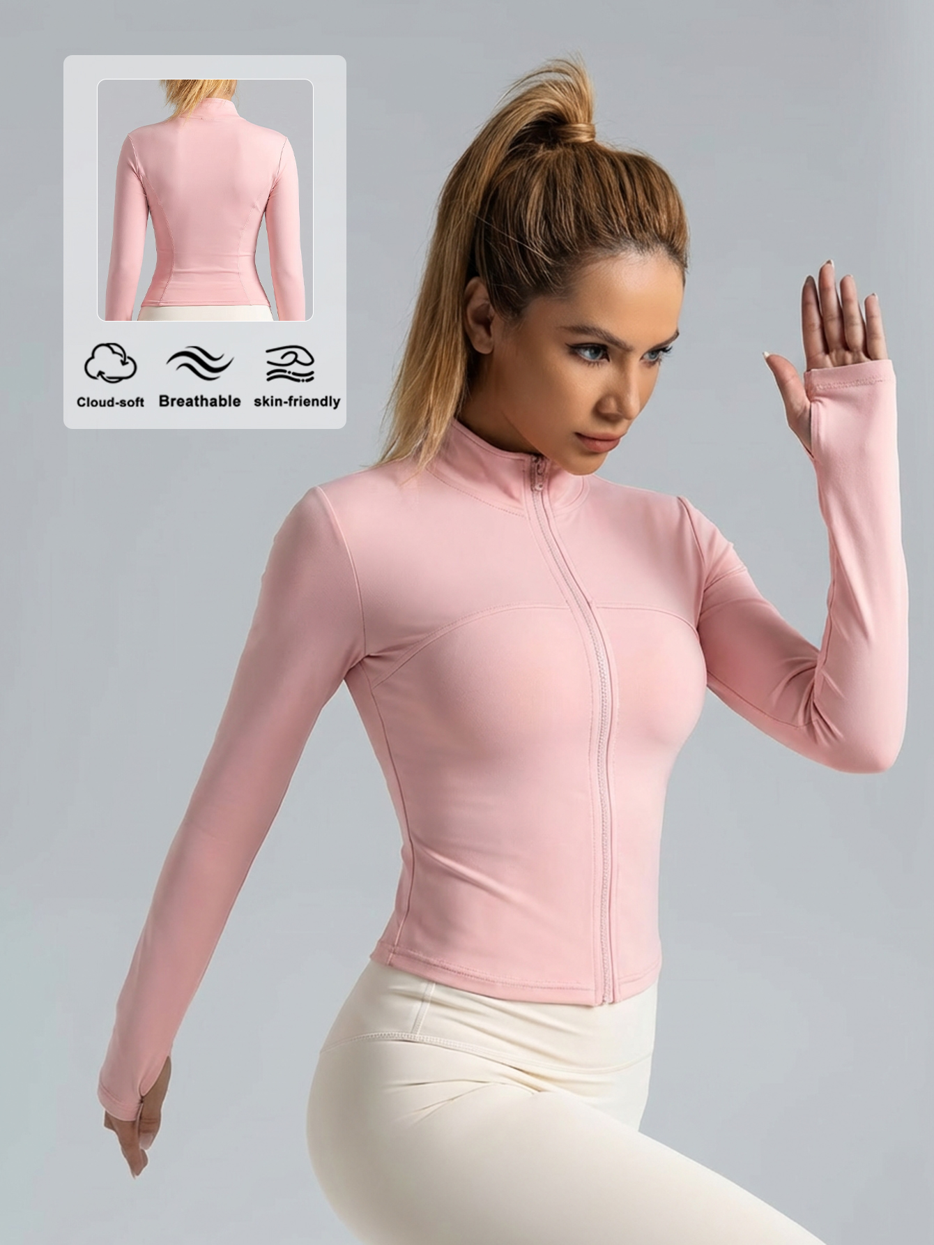 New Women Light pink Yoga Coat - Yoga In Fitness avis et prix