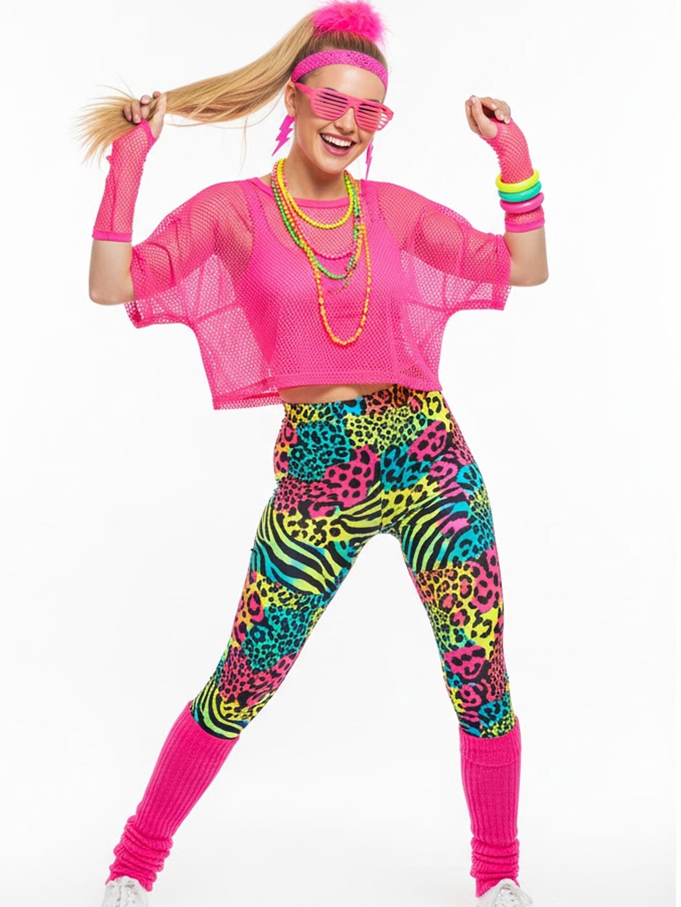 80s Style Mesh T-Shirt Legging - Yoga Fitness Holiday avis et prix