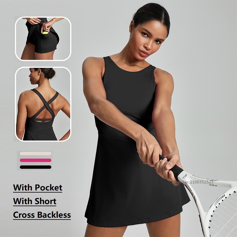 Women Cross Backless Tennis Dr - Yoga Fitness Dress avis et prix