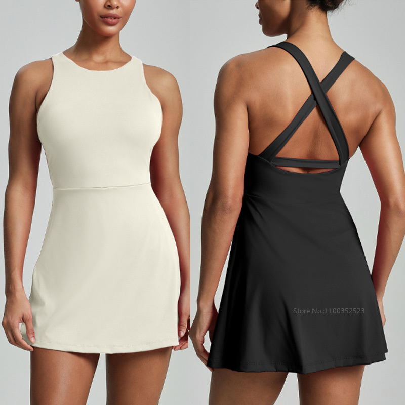 Women Cross Backless Tennis Dr - Yoga Fitness Dress avis et prix