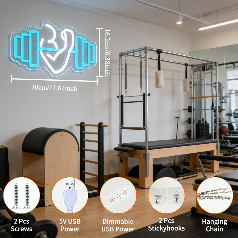 Bicep Dumbbell Neon Sign LED W - Yoga Fitness Studio avis et prix